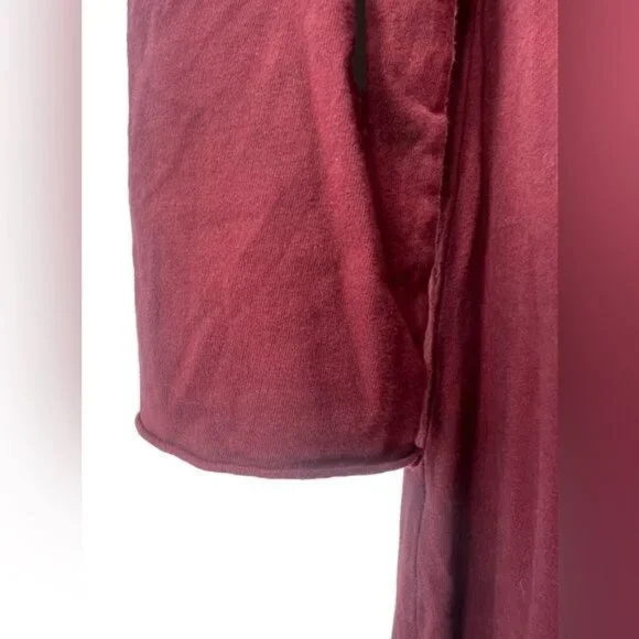 Free People Burgundy Lace Up Long Sleeve Jersey Maxi Dress - Picture 12 of 16